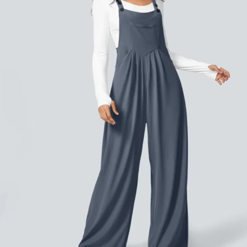 HALARA NWT Adjustable Strap Button W/ Pockets Waffle Overalls Sz Medium - Picture 2 of 8